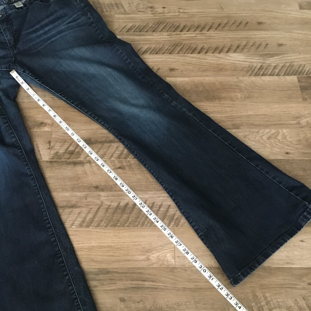 Vintage Nevada Flared Distressed Diamond Button Jeans 36W x 34L - Picture 11 of 12
